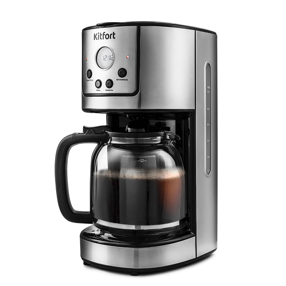Кофеварка капельная Kitfort KT-732 [900 Вт, 1500 мл, исп. кофе - молотый, серебристый, черный]