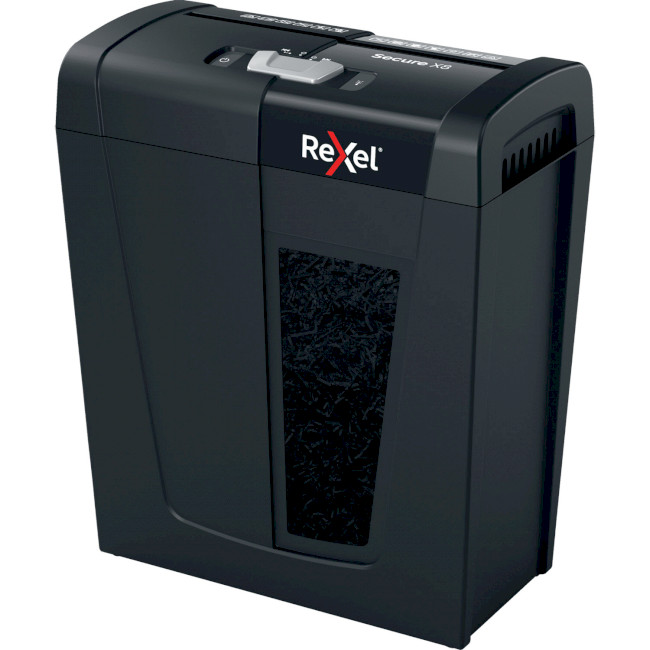 Шредер Rexel Secure X8 EU черный (секр.P-4) фрагменты 8лист. 14лтр. скрепки скобы