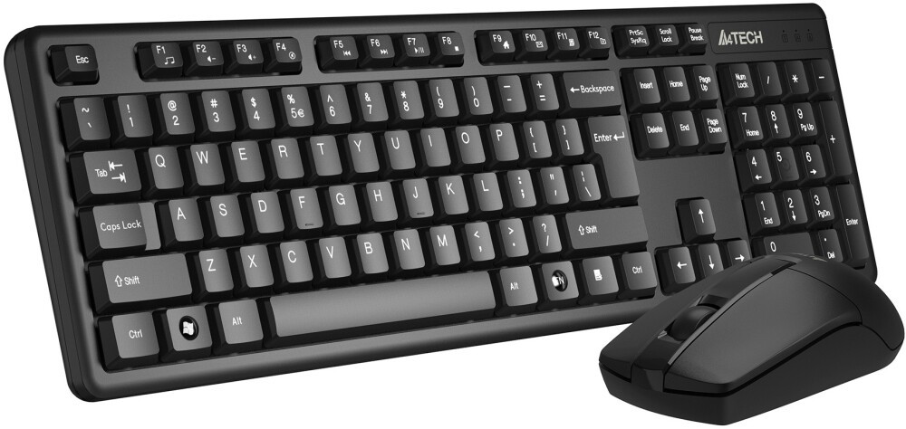 Комплект (клавиатура+мышь) A4TECH 3330N, USB, беспроводной, черный