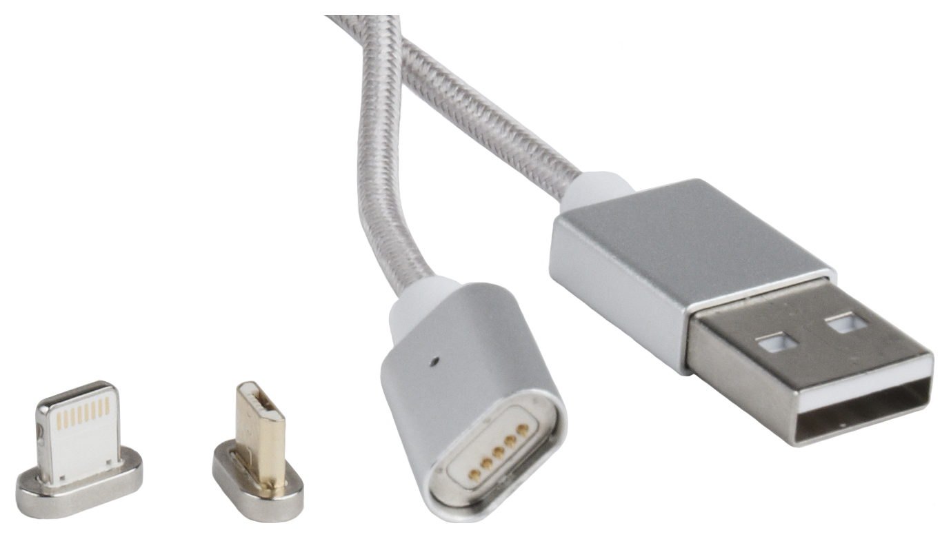 Кабель магнитный USB 2.0 Cablexpert CC-USB2-AMLM3-1M, AM/microBM 5P - iPhone lightning, комбо кабель