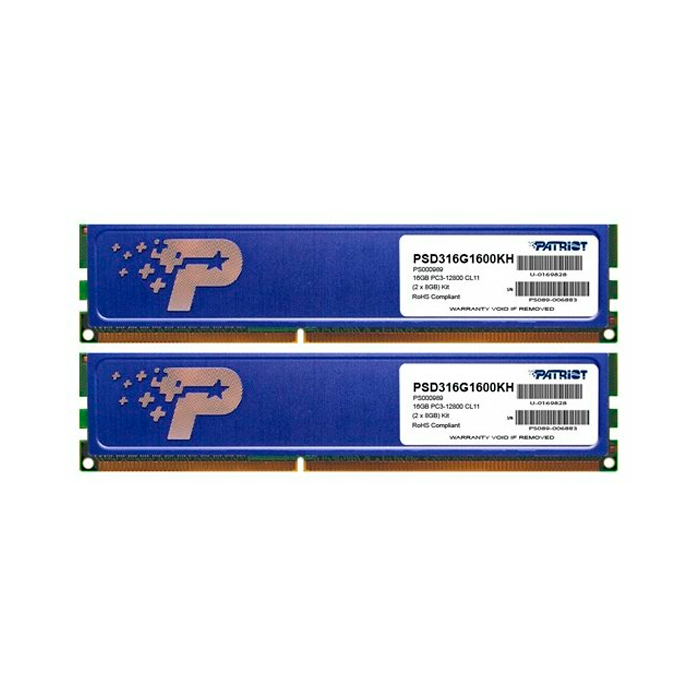DDR 3 DIMM 16Gb (8GBx2) PC12800, 1600Mhz, PATRIOT Signature (PSD316G1600KH) (retail)
