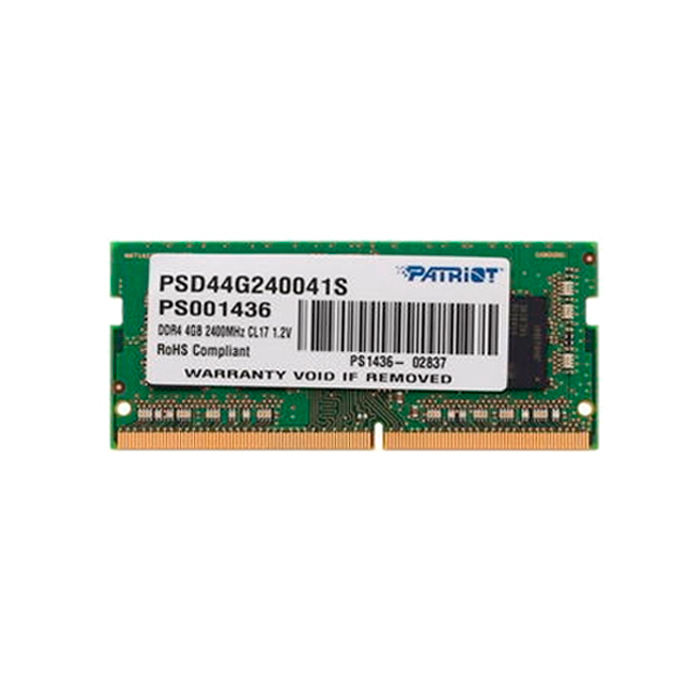 Оперативная память 4Gb DDR4 2400Mhz Patriot SO-DIMM (PSD44G240041S)