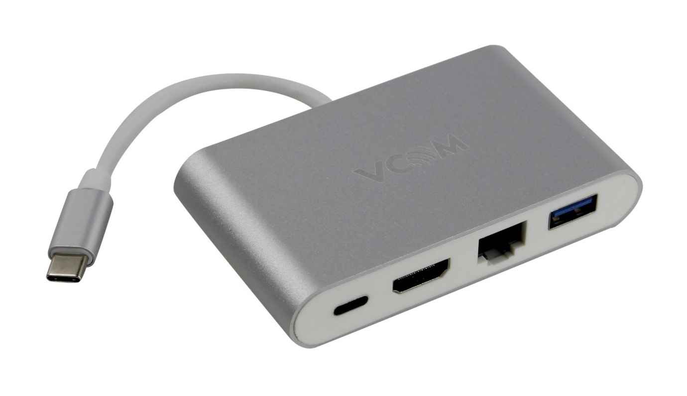 Кабель-адаптер USB3.1 Type-CM-->HDMI+USB3.0+RJ45+PD charging  VCOM <CU455>