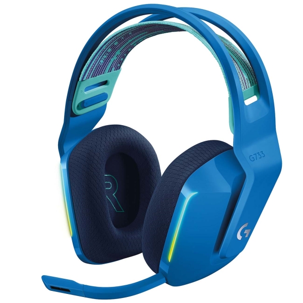 Наушники игровые беспроводные Logitech G733 LIGHTSPEED BLUE закрытые, 7.1, радиоканал, синие]
