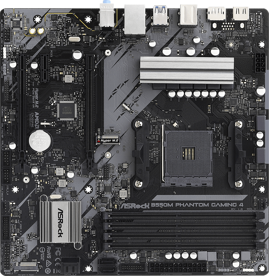Материнская плата AMD B550 SAM4 MATX B550M PHANTOM GAMING 4 ASROCK