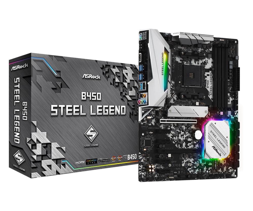 Материнская плата AMD B450 SAM4 ATX B450 STEEL LEGEND ASROCK