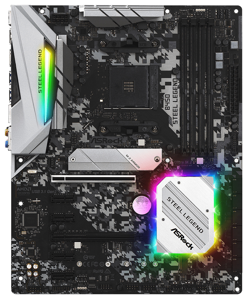 Материнская плата AMD B450 SAM4 ATX B450 STEEL LEGEND ASROCK