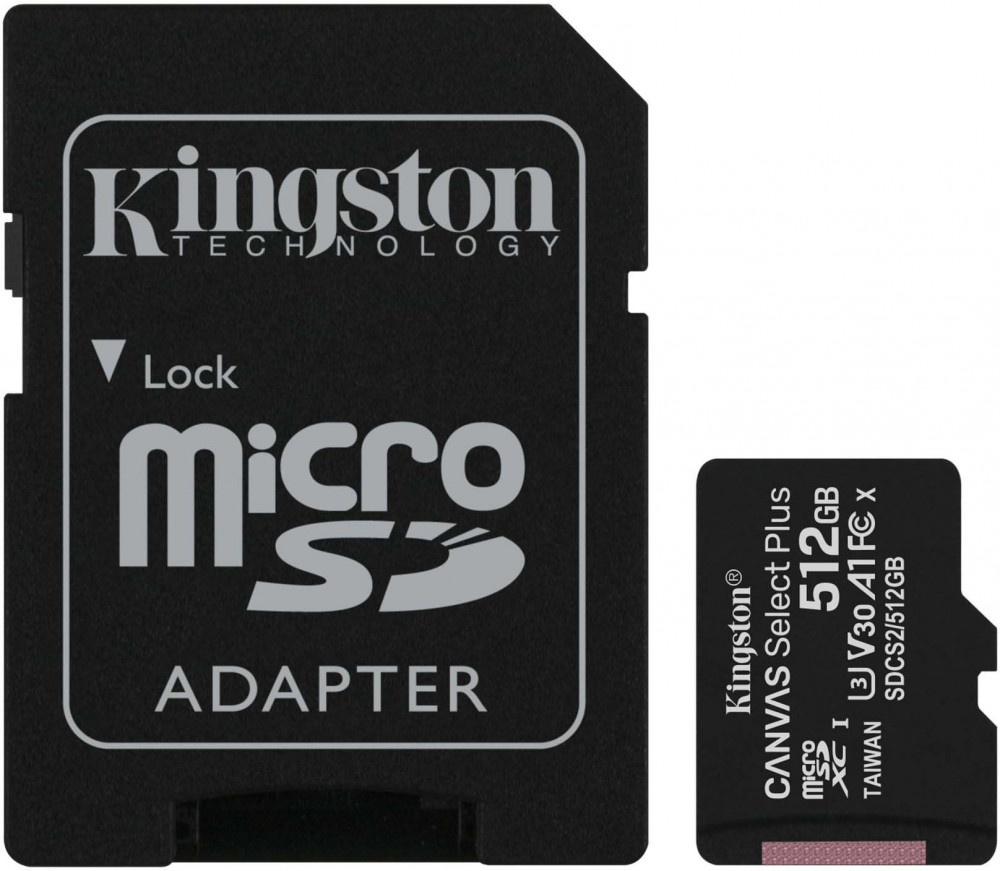 Флеш карта microSDXC 512Gb Kingston SDCS2/512GBSP Canvas Select Plus w/o adapter