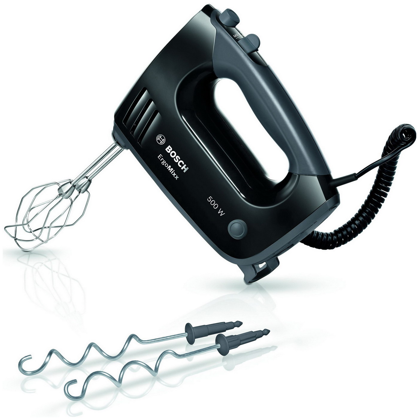 Миксер Bosch MFQ3650X [500 Вт, ручной, скоростей - 5, насадок - 4 шт, турборежим, черный, серый]