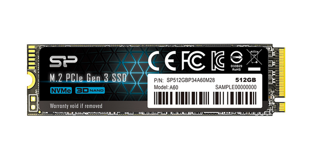 Silicon Power SSD 512Gb A60 SP512GBP34A60M28, M.2 2280, PCI-E x4, NVMe