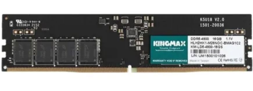 Память DDR5 16Gb 4800MHz Kingmax KM-LD5-4800-16GS RTL PC5-38400 CL40 DIMM 288-pin 1.1В single rank
