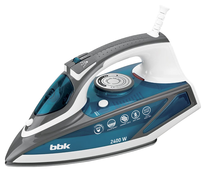 Утюг BBK ISE-2402, 2400 Вт, голубой/серый/белый