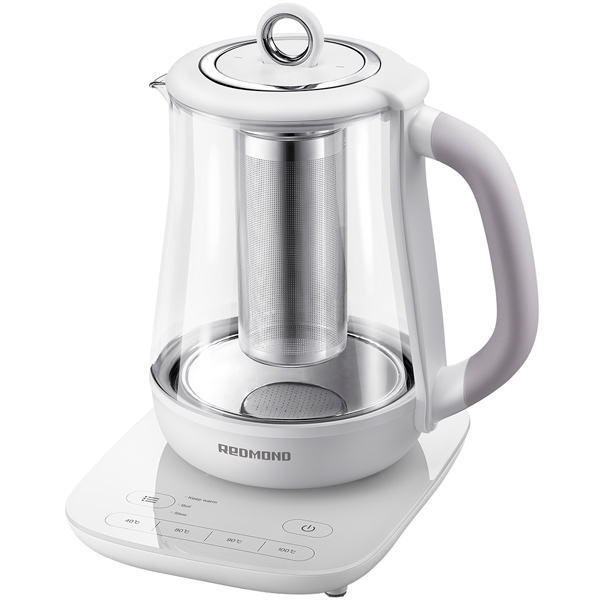 Чайник электрический Redmond RK-G1304D 1.5л. 1000Вт белый (корпус: стекло)