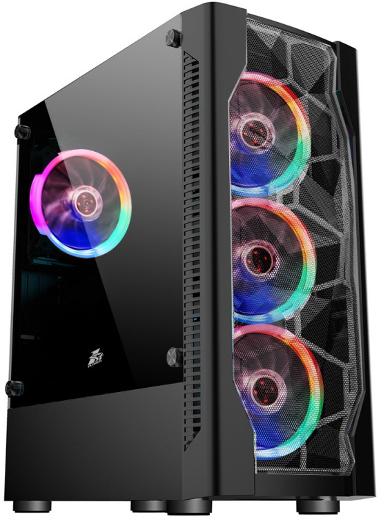 Корпус 1STPLAYER D4-BK-4G6 DK D4 BLACK / ATX, tempered glass, metal mesh / 4x 120mm LED fans inc. / D4-BK-4G6