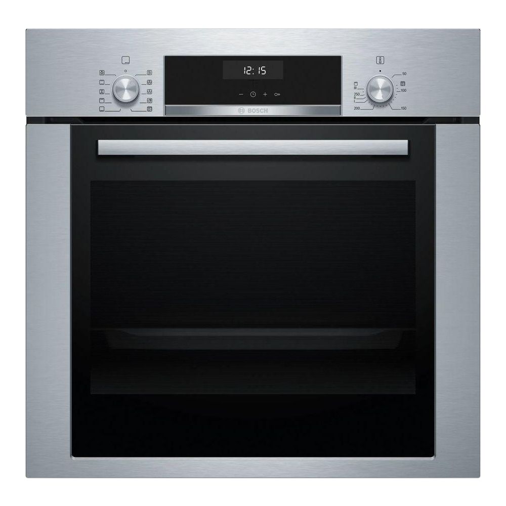 Электрический духовой шкаф Bosch Serie 6 HBJ314ES0R [66 л, оч. паром, гриль, конв., сенсор, утапл. ручки, ст.-3, дисплей, серебристый, черный]