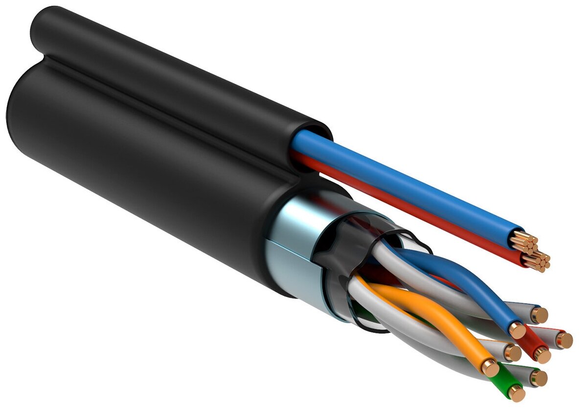 Кабель информационный ITK LC3-C5E04-379 кат.5е F/UTP общий экран 2X2X24AWG LDPE внешний 305м черный