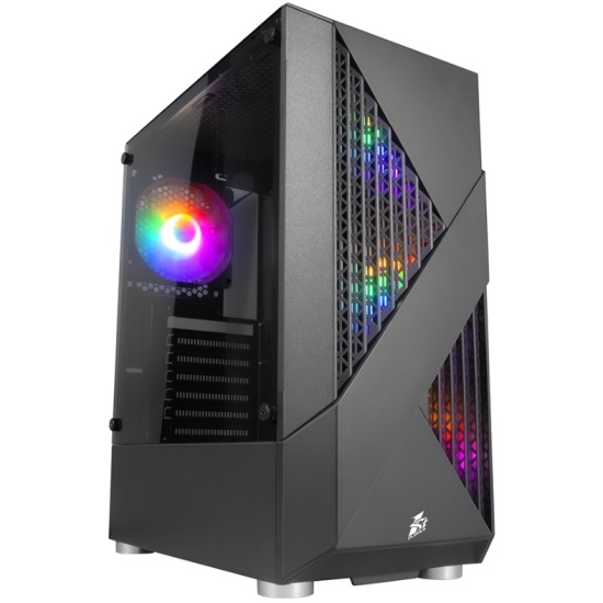 Корпус 1STPLAYER FIREROSE F3-A Black / ATX, TG / 4x120mm LED fans inc. / F3-A-BK-4F1