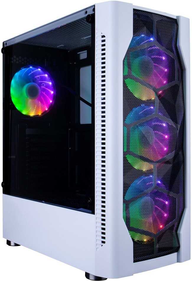 Корпус 1STPLAYER DK D4 WHITE / ATX, tempered glass, metal mesh / 4x 120mm LED fans inc. / D4-WH-4G6