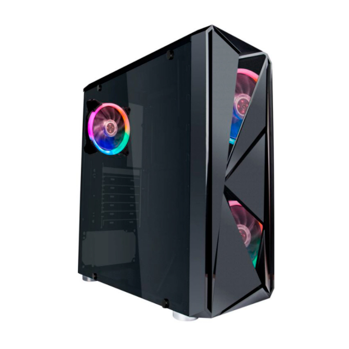 Корпус 1STPLAYER FIREROSE F4 / ATX, tempered glass side panels / 3x 120mm LED fans inc. / F4-3R1