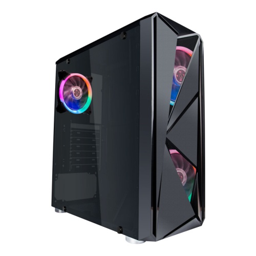 Корпус 1STPLAYER FIREROSE F4 / ATX, tempered glass side panels / 3x 120mm LED fans inc. / F4-3R1