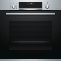 Электрический духовой шкаф Bosch Serie 6 HBG536ES0R [71 л, каталит., оч. паром, гриль, конв., сенсор, ст.-2, дисплей, серебристый, черный]