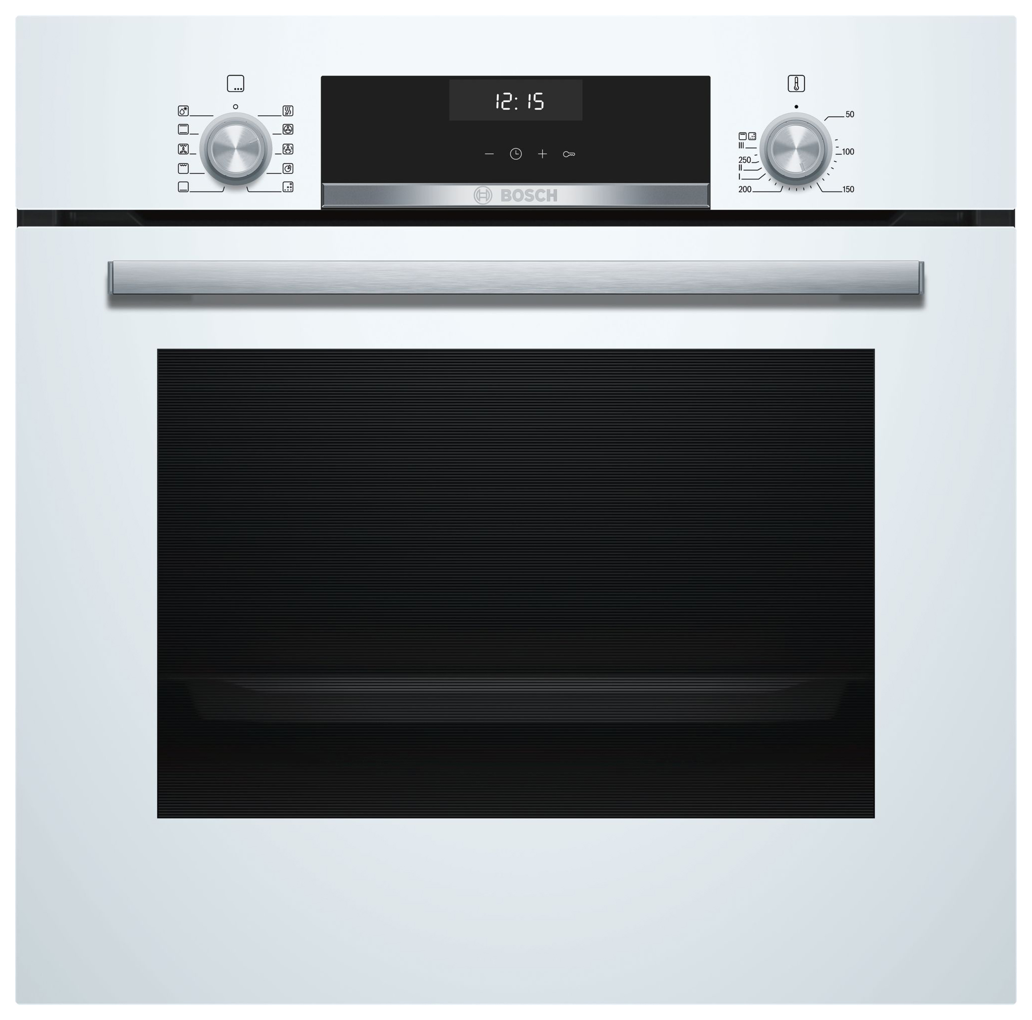 Электрический духовой шкаф Bosch Serie 6 HBJ558YW0Q [66 л, каталит., гриль, конв., дисплей, белый, серебристый, черный]