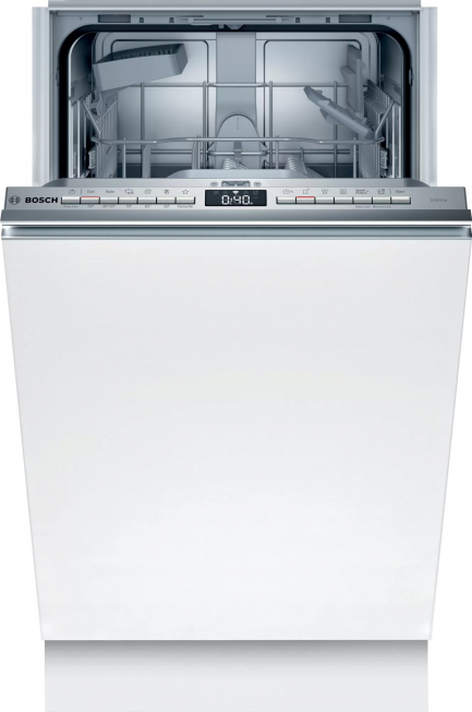 Встраиваемая посудомоечная машина Bosch SPV4HKX33E [45 см, 9, пр.-6, полная (корпус+шланг), дисплей, теплообм., луч на полу, серебристый]