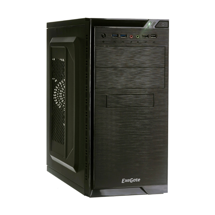 Корпус Minitower ExeGate QA-412U Black, mATX, <без БП>, 2*USB+2*USB3.0, Audio