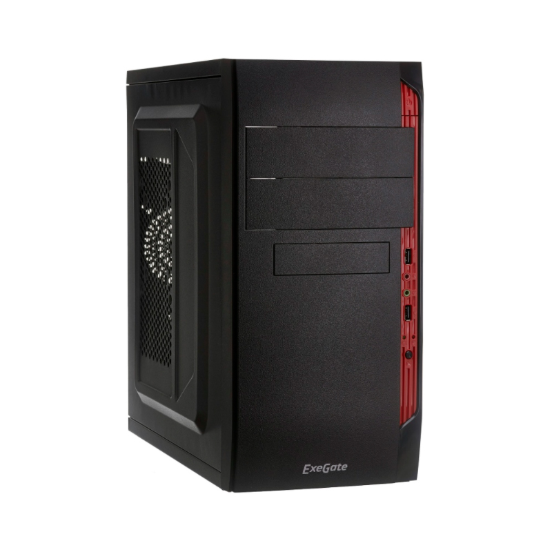 Корпус Minitower ExeGate QA-410 Black, mATX, <XP350, Black, 120mm> 2*USB, Audio