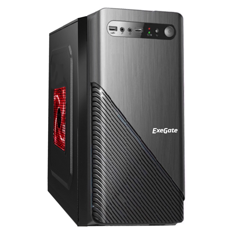 Корпус Minitower ExeGate BAA-103 Black, mATX, <AAA350, 80mm>, 2*USB, Audio
