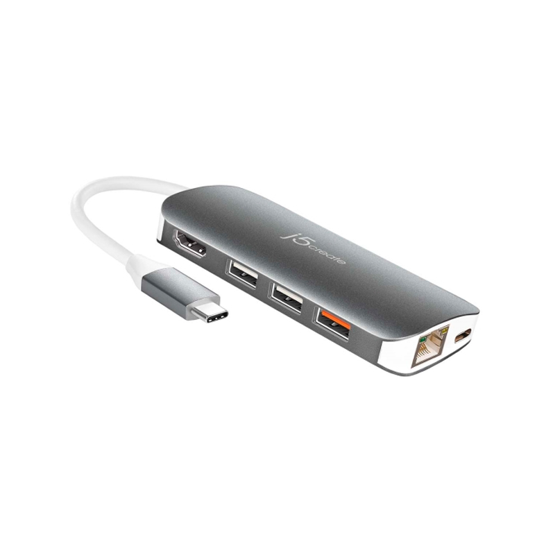 j5create USB-C Multi Adapter-HDMI / Ethernet / USB 3.1 / PD 3.0 / Memory Card Reader / Writer