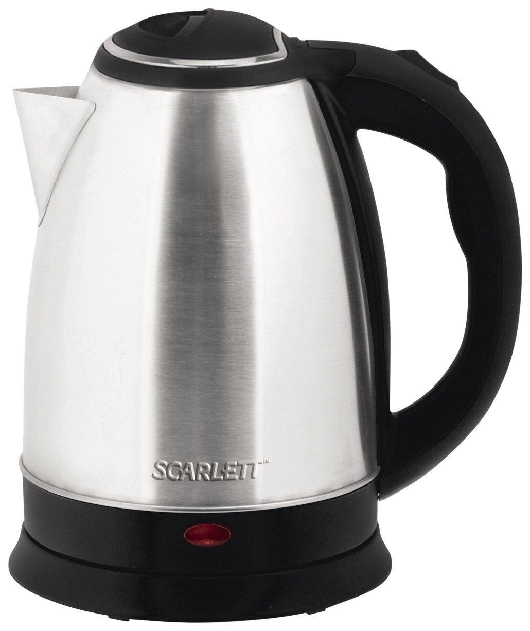 Электрочайник Scarlett SC-EK21S26 [нержавеющая сталь, 2 л, 1800 Вт, фильтр, скрытый нагревательный элемент, серебристый, черный]