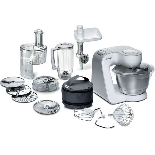 Кухонный комбайн Bosch MUM58252RU [1000 Вт, чаша - 3.9 л, мясорубка, блендер, терка, белый, серебристый]