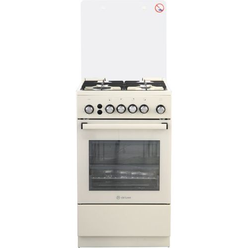 Плита Газовая De Luxe 5040.40Г (КР) ЧР-013 слоновая кость (стеклянная крышка) реш.чугун
