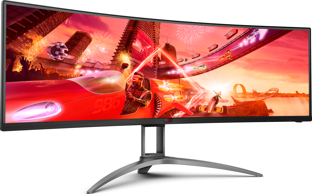 Монитор 48,8" AOC AG493UCX2 Black-Red (VA, изогнутый, 5120x1440, 165Hz, HDR400, 1 ms, 178°/178°