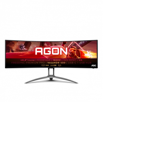 Монитор 48,8" AOC AG493UCX2 Black-Red (VA, изогнутый, 5120x1440, 165Hz, HDR400, 1 ms, 178°/178°