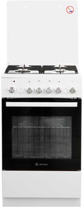 Плита Комбинированная De Luxe 5040.40гэ (кр) ЧР белый (стеклянная крышка) реш.чугун