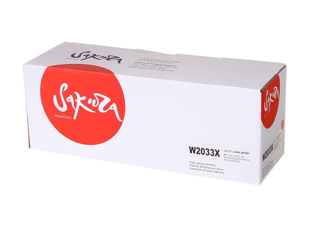 Картридж SAW2033X Sakura W2033X (HP 415X) для HP LaserJet Pro M454, MFP M479, пурпурный, 6000 к.