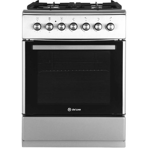 Плита Комбинированная De Luxe 606040.01гэ-005(кр) ЧР серый (стеклянная крышка) реш.чугун