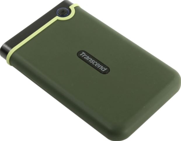 Внешний жесткий диск 1TB Transcend StoreJet 25M3G, 2.5", USB 3.1, резиновый противоударный, Милитари зеленый