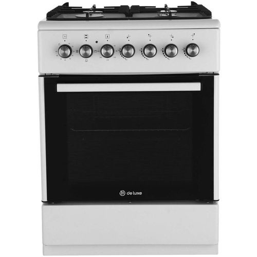 Плита Комбинированная De Luxe 606040.01гэ-001(кр) ЧР белый (стеклянная крышка) реш.чугун
