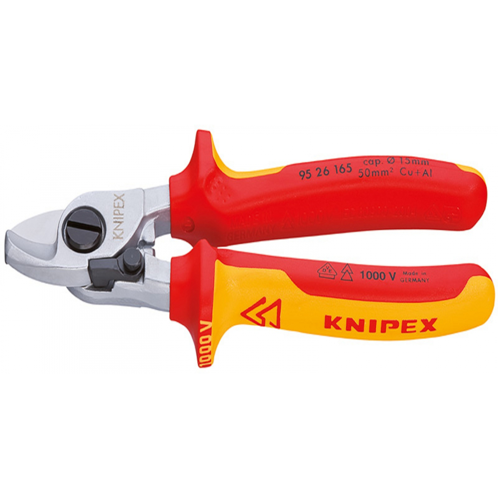 Кабелерез Knipex VDE, пружина, рез: кабель 15 мм, 50 мм, AWG 10, L-165 мм KN-9526165SB
