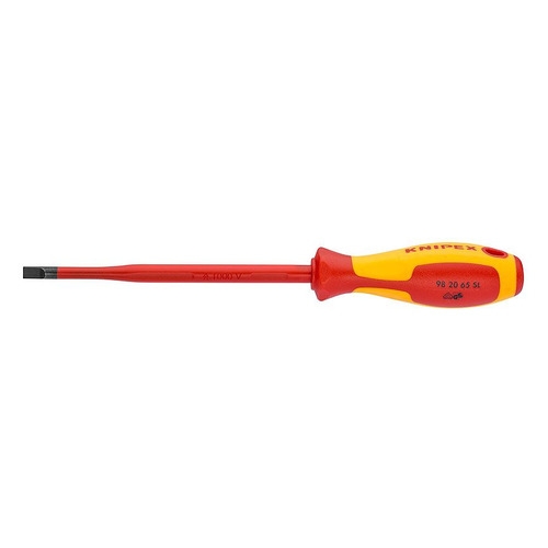 Отвертка Knipex SL6.5x1.2 шлицевая тонкая VDE, L лезвия 150 мм, 1000V, 2-комп. рук-ка KN-982065SL