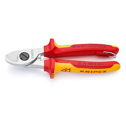 Ножницы для резки кабелей со страховочным креплением 165 мм Knipex KN-9516165T