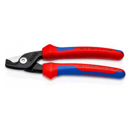 Кабелерез Knipex StepCut ступенчатый рез, кабель д. 15 мм, 50 кв.мм,  L-160 мм, двухкомпонентные рукоятки KN-9512160