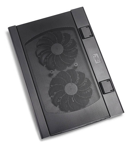 Подставка для охлаждения ноутбука DEEPCOOL WIND PAL FS black (16шт/кор,до 17",Супертонкий 2,4см, 2хUSB, 2x140мм вентилятор, регулятор скор-ти, черный) Retail box