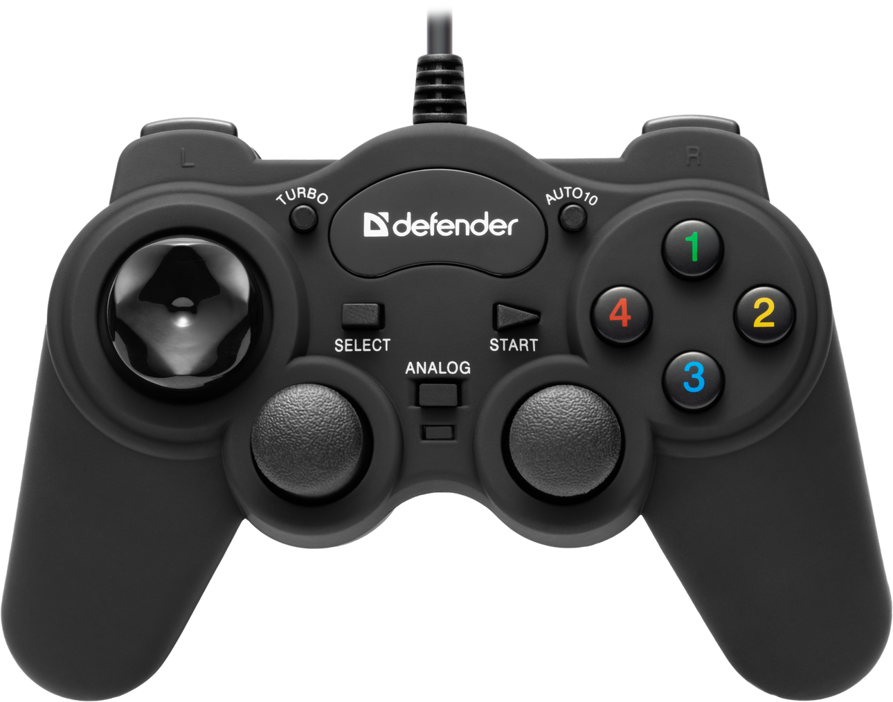 Проводной геймпад Defender Game Racer Turbo RS3 USB-PS2/3, 12 кнопок, 2 стика  (64251)