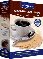Фильтры для кофе TOPPERR №2 3015,  для кофеварок капельного типа,  бумажные,  1x2,  100 шт