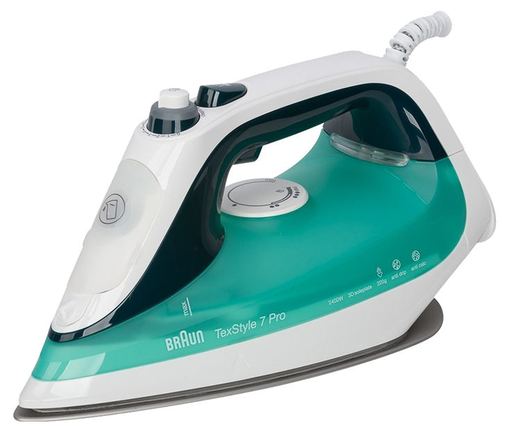 Утюг BRAUN SI7042GR, 2400Вт, белый/ бирюзовый