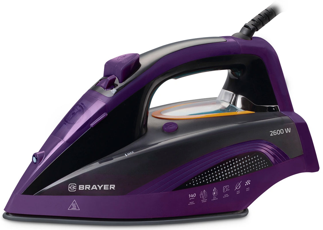 Утюг BRAYER BR4001, 2600 Вт фиолетолвый/серый